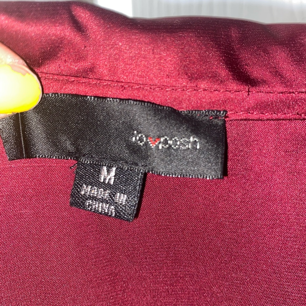Maroon front twist slit silk dress - Picture 2 of 6